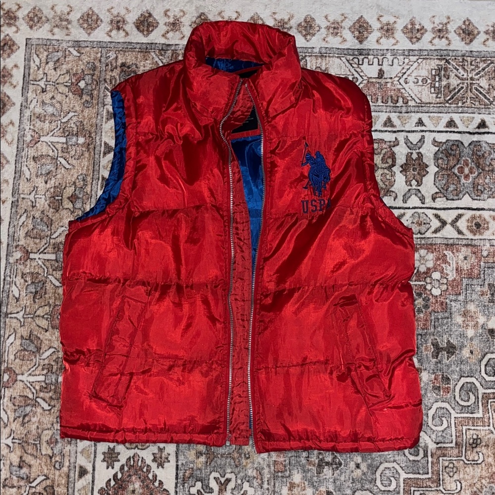 U.S. Polo Assn. Red and Blue Puffer Vest